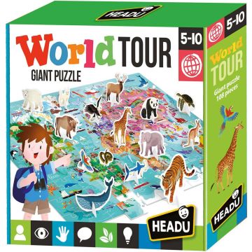 Kinderpuzzel HEADU World Tour Giant Puzzle Animals 3D 108 Onderdelen