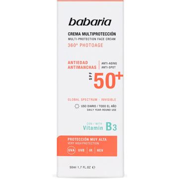 Anti Bruine vlekken Zonnebrandcrème Multi-Protection Babaria Spf 50+ (50 ml)