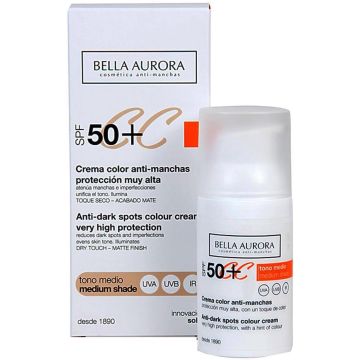 Bella Aurora - Anti Donkere Vlekken Crème Cc Cream Bella Aurora Medium huidskleur SPF 50 - 30 ml