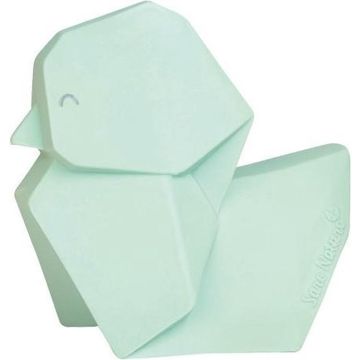 Saro - bijtring Origami - badeend - rubber - roze - mintgroen