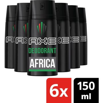 Axe Africa Bodyspray Deodorant - 6 x 150 ml - Voordeelverpakking