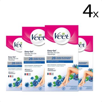 Veet Ontharingsstrips - Benen &amp; Lichaam - Gevoelige Huid - Easy-Gelwax - 40 stuks x4