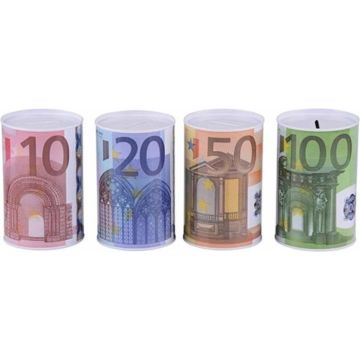 Merkloos Spaarpot Euro-Model - 8 x 13 cm. - Assortiment