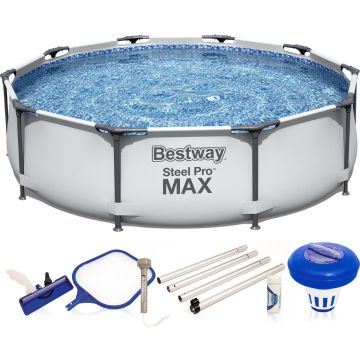 Bestway Zwembad Steel Pro Max 56406 - FrameLink Systeem - Ø 305 x 76 cm - met Schoonmaakset