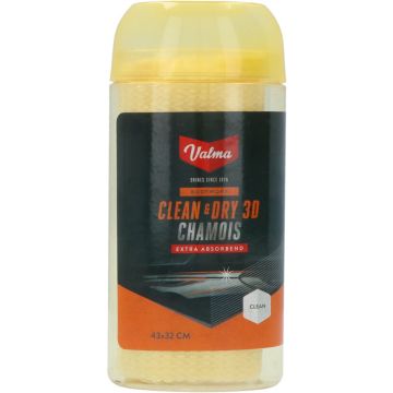 Valma Clean &amp; Dry 3D Chamois (zeem) - 43x32cm