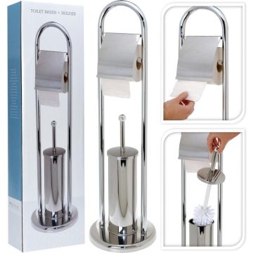 Toiletrolhouder met Toiletborstel Set RVS GlansBathroom Solutions