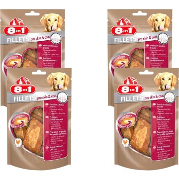 8in1 Fillets Pro Small - Hondensnacks - 4 x 80 g Skin &amp; Coat