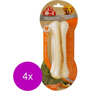 8in1 Delights Bones Strong Kip - Hondensnacks - 4 x Medium