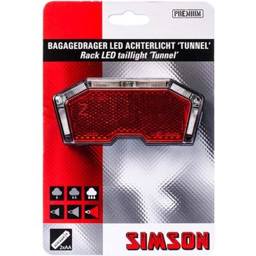 Simson Achterlicht Tunnel Led Batterij Bagagedrager Rood
