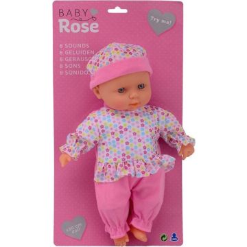 Baby Rose Babypop Met 8 Verschillende Geluiden +/- 30cm