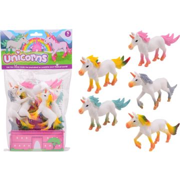 John Toy Unicorns 5 stuks in zak 12x8cm