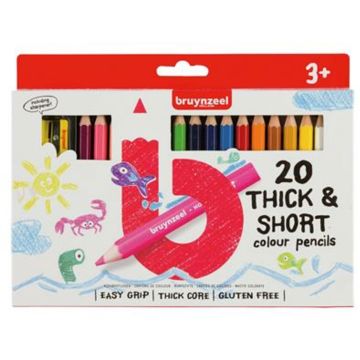 Bruynzeel Kids 20 korte dikke kleurpotloden met slijper