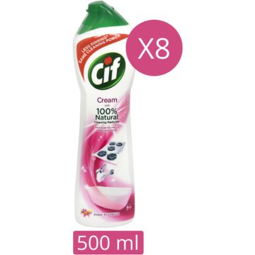 CIF Cream Pink Flower - 8 x 500 ml - Schuurmiddel - Voordeelverpakking