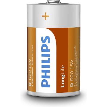 Philips R20L2B - D batterij - 2 stuks