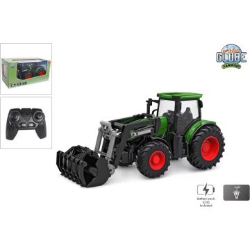 Kids Globe RC tractor 2.4GHZ met licht en frontlader 27cm groen