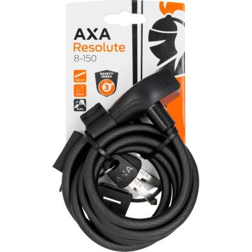 AXA Resolute 8/150 Kabelslot – Slot voor Fietsen - Gebruiksvriendelijk - 150 cm lang - Diameter 8 mm - Zwart