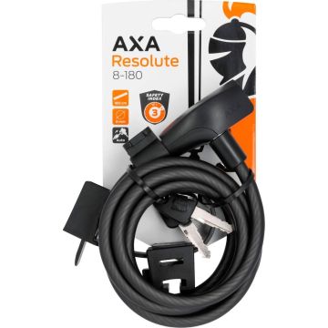 AXA Resolute 8/180 Kabelslot – Slot voor Fietsen - Gebruiksvriendelijk - 180 cm lang - Diameter 8 mm - Zwart