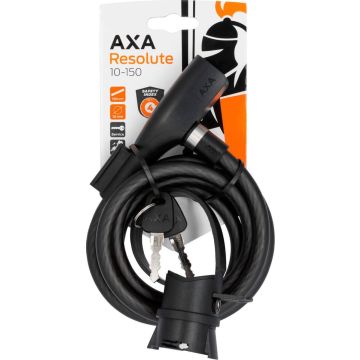 AXA Resolute 10/150 Kabelslot - Slot voor Fietsen - Gebruiksvriendelijk - 150 cm lang - Diameter 10 mm - Zwart