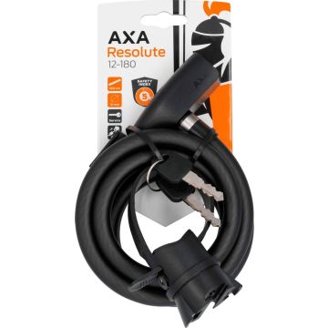 AXA Resolute 12/180 Kabelslot – Slot voor Fietsen - Gebruiksvriendelijk - 180 cm lang - Diameter 12 mm - Zwart