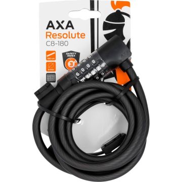 AXA Resolute C8/180 Kabelslot – Slot voor Fietsen – Code - Gebruiksvriendelijk - 180 cm lang - Diameter 8 mm - Zwart
