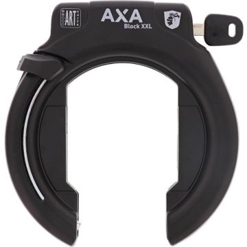 Set bestaande uit AXA Block XXL - Ringslot voor fietsen met brede banden - ART 2 sterren keurmerk - Frameslot - Met ULC plug-in ketting 100 cm – Inclusief opbergtas - Zwart