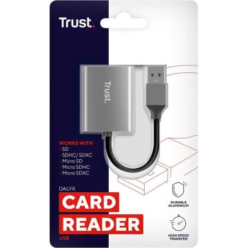 Trust Dalyx Fast USB 3.2 Compacte Kaartlezer - Standaard USB-aansluiting - voor Gebruik met (micro-)SD-kaarten - Zwart