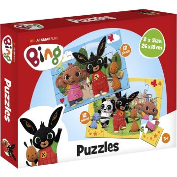 Bing puzzel 2x12 stukjes educatief kleuter speelgoed kinderpuzzel leren puzzelen - cadeautip puzzel 3 jaar en ouder - Bambolino Toys