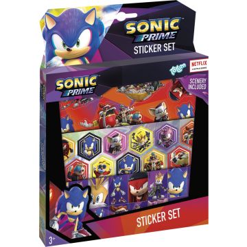 Sonic stickers 3 stickervellen en speelachtergrond Totum stickerset