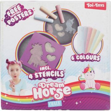 Toi Toys Dream Horse Eenhoorn stoepkrijtset met 4 sjablonen