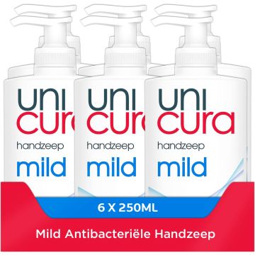 Unicura Mild Antibacteriële Vloeibare Handzeep - 6 x 250 ml - Voordeelverpakking