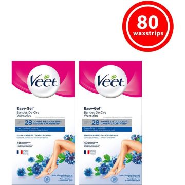 Veet - Ontharingsstrips - Benen &amp; Lichaam - Gevoelige Huid - Easy-Gelwax - 40 stuks x2