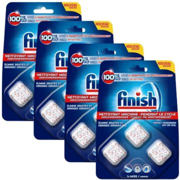 Finish Machinereiniger - Tijdens de Wasbeurt - 12 Tabletten - 4x 3 Stuks - Voordeelverpakking