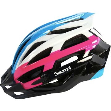 Salutoni Dames Fietshelm - Blauw Wit Roze - 58-61 cm