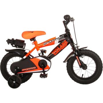 Volare Sportivo Kinderfiets - Jongens - 12 inch - Neon Oranje/Zwart - 95% afgemonteerd