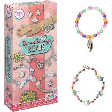 Grafix® 1-pack Armbandjes maken voor meisjes | DIY sieraden maken | Glinsterkralen &amp; Letter kralen | Vriendschapsarmbandjes