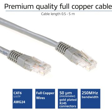 ACT IB8003 - CAT 6 UTP-Kabel - RJ45 - 3M - Grijs