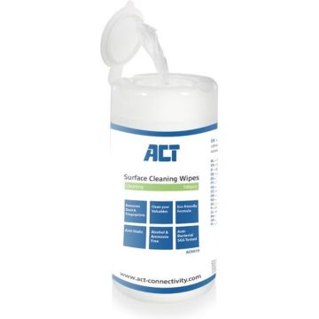 ACT Screen Cleaner - Beeldscherm reinigingsdoekjes - Schoonmaakdoekjes Vochtig - Anti statisch -Alcohol- en Ammoniakvrij - 100 stuks – AC9515