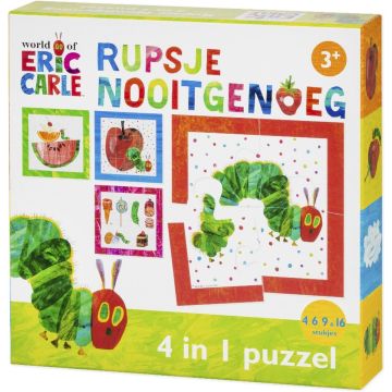 Rupsje Nooitgenoeg puzzel 4 in 1 educatief peuter speelgoed - kinderpuzzel 4x6x9x16 stukjes leren puzzelen - cadeautip puzzel 3 jaar en ouder - Bambolino Toys