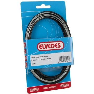 Elvedes universele gas kabelkit 1700mm / 2250mm extra flexibel - zwart