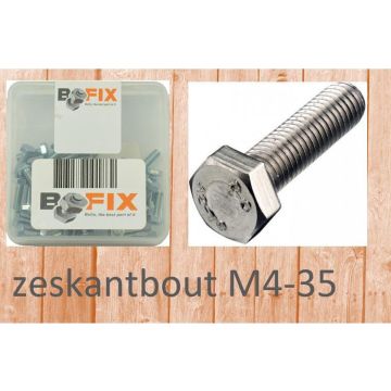 Bofix Zeskant bout M4 x 35 mm verzinkt 50 stuks (217435)