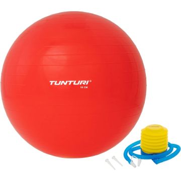 Tunturi Fitness bal - Yoga bal inclusief pomp - Pilates bal - Zwangerschaps bal - 55cm - Kleur: rood - Incl. gratis fitness app