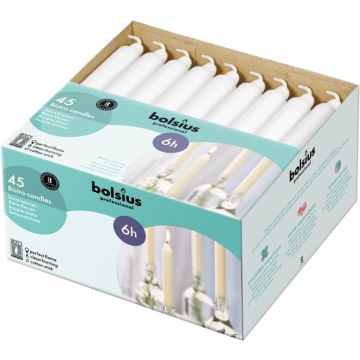 Bolsius Professional - Bistro kaarsen - Wit - 45 stuks