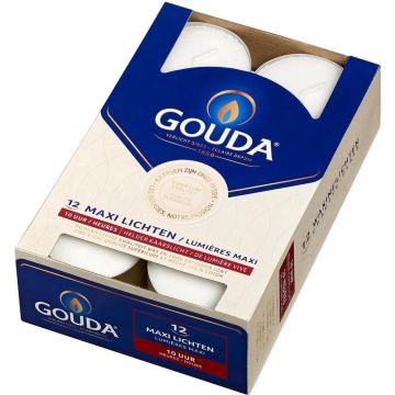 Gouda Waxinelichtjes Wit - 12 stuks