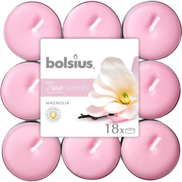 Bolsius - Geurtheelichtjes 'True Scent' - 18 stuks, 4 branduren per theelichtje, magnolia