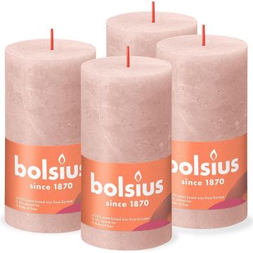 Bolsius - Rustieke Kaars - 4 Stuks - Roze - 13cm