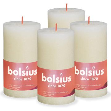 Bolsius - Rustieke Kaars - 4 Stuks - Ivoor - 13cm