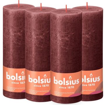 Bolsius - Rustieke Kaars - 4 Stuks - Rood - 19cm