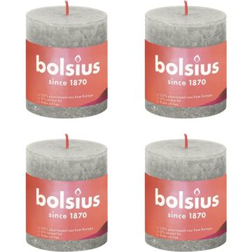 Bolsius Stompkaarsen Shine 4 st rustiek 80x68 mm zandgrijs