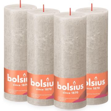 Bolsius - Rustieke Kaars - 4 Stuks - Licht Grijs - 19cm