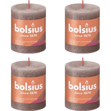 Bolsius Stompkaarsen Shine 4 st rustiek 80x68 mm rustiek taupe